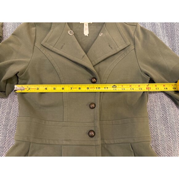 Matilda Jane XS Olive Green Button-Up Jacket With Pleated Back & Waist Tie Detai - Picture 6 of 9